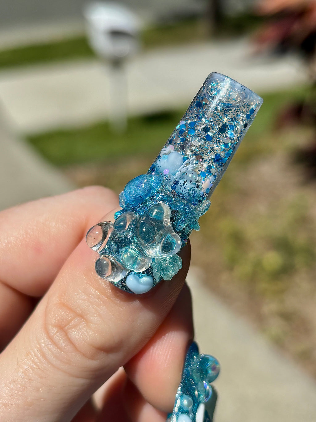 Icy Blue Aquarium Junk Nails