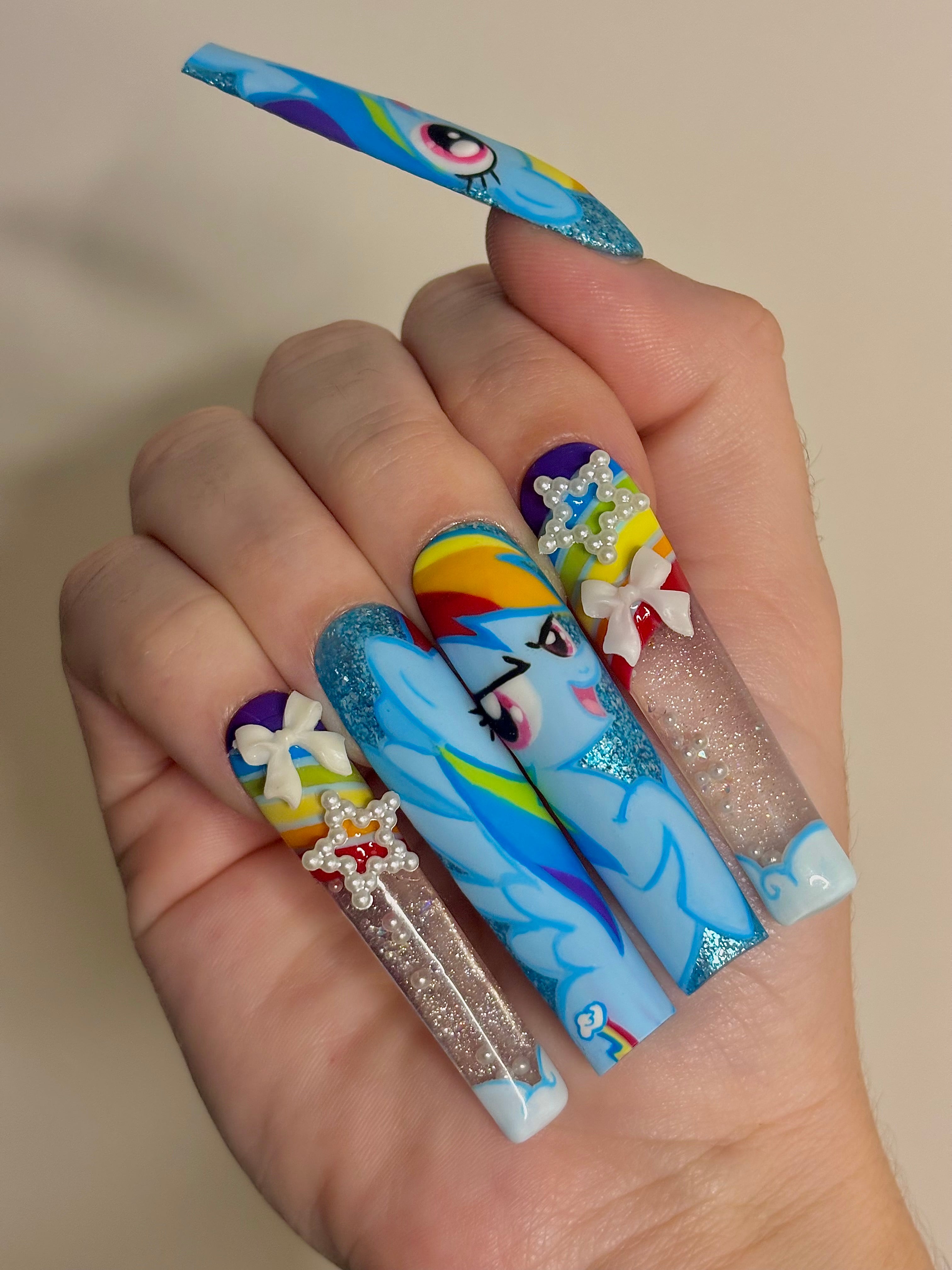 RAINBOW DASH Liquid Aquarium Press On Nails