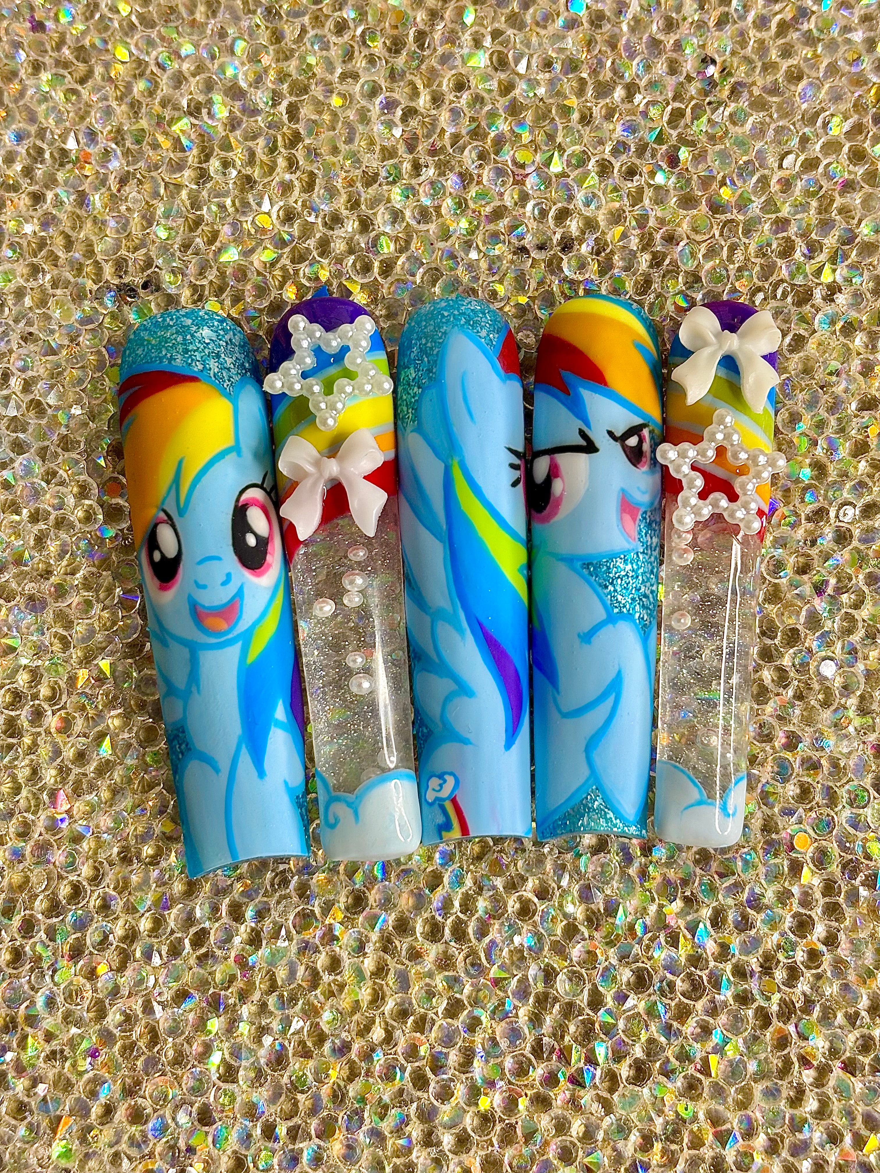 RAINBOW DASH Liquid Aquarium Press On Nails