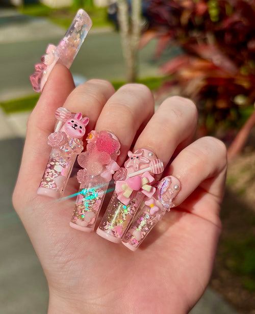 Pastel Pink Aquarium Liquid Junk Nails