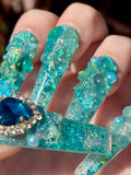 Sea Green Junk Liquid Aquarium Nails