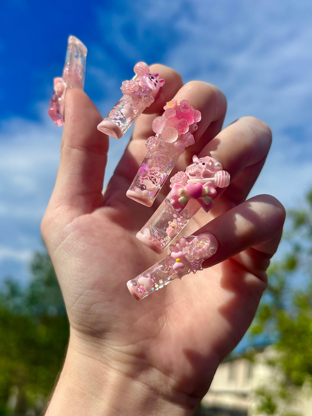 Pastel Pink Aquarium Liquid Junk Nails