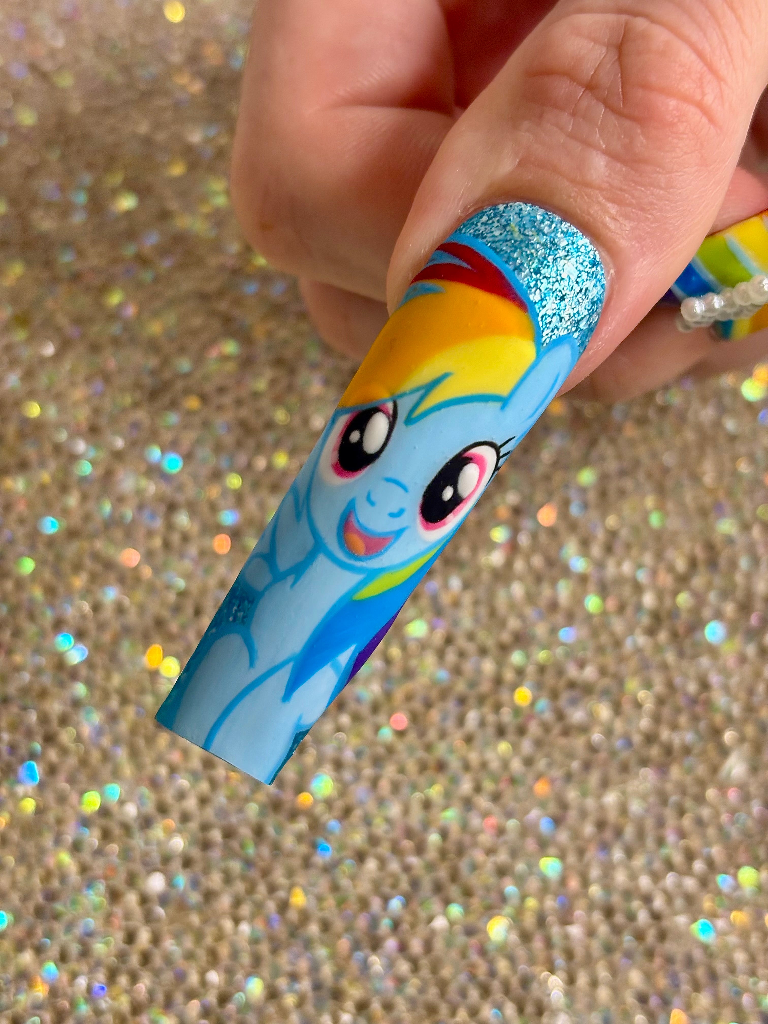 RAINBOW DASH Liquid Aquarium Press On Nails