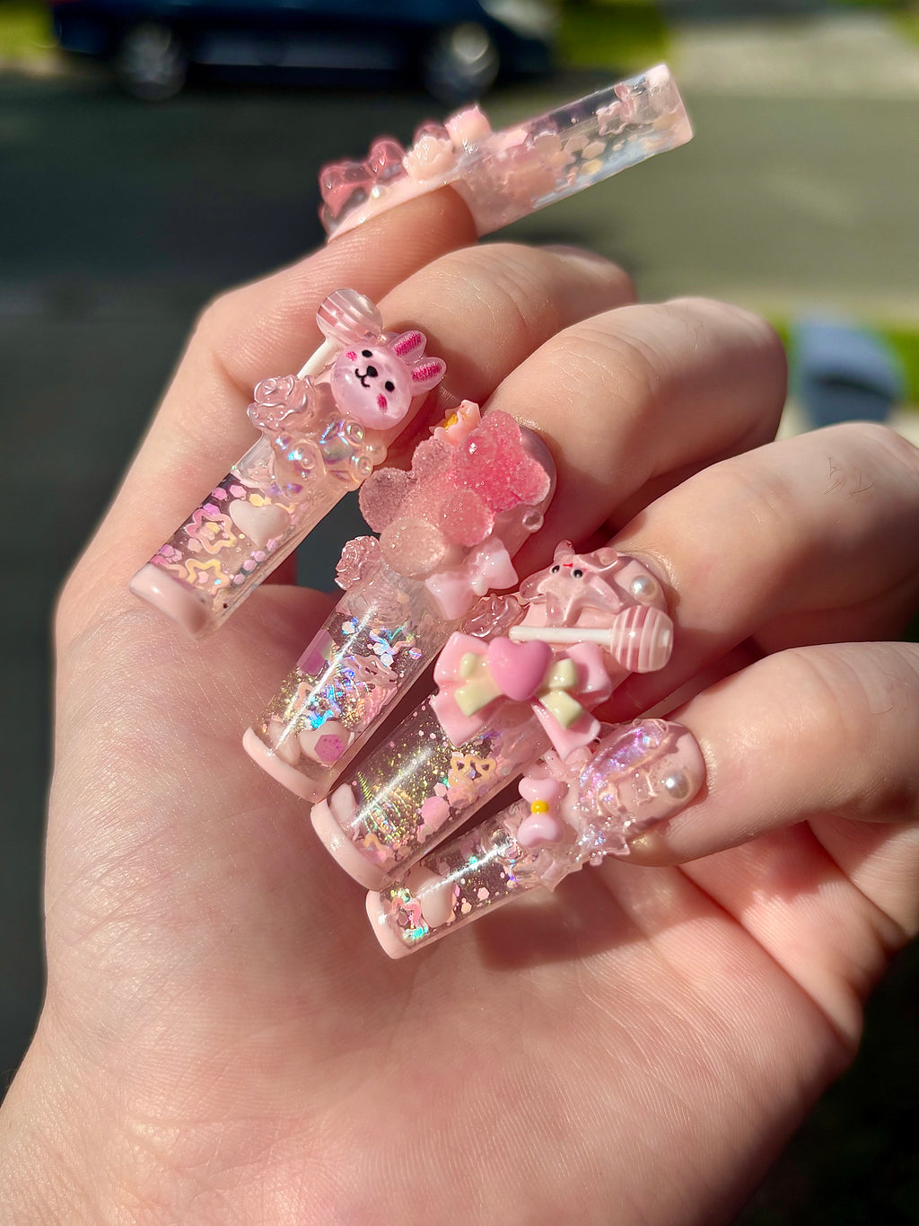 Pastel Pink Aquarium Liquid Junk Nails